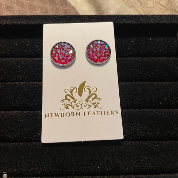 Druzy earrings in 8 mm or 12mm - Picture 8 of 8